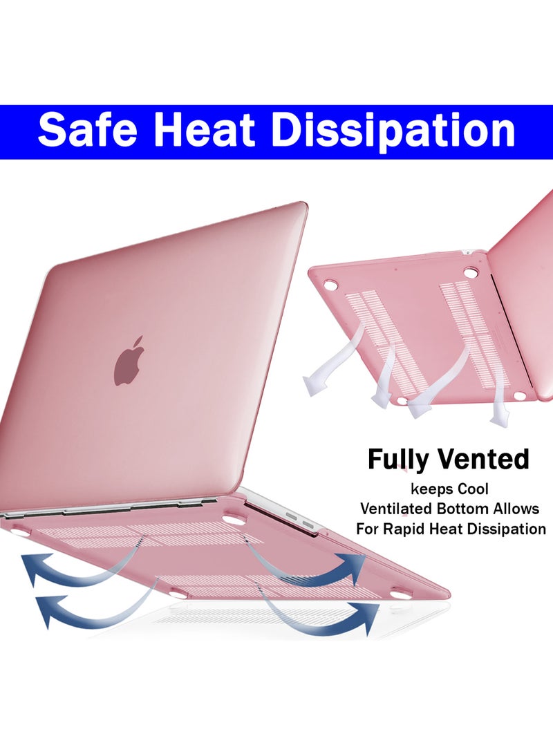 RKINC For MacBook Pro 13 inch Case 2024 2023-2016 M1 M2 A2338 A2289 A2251 A2159 A1706 A1989, Plastic Protective Hard Shell Cover, Keyboard Cover & Screen Protector, Transparent Pink - Image 4